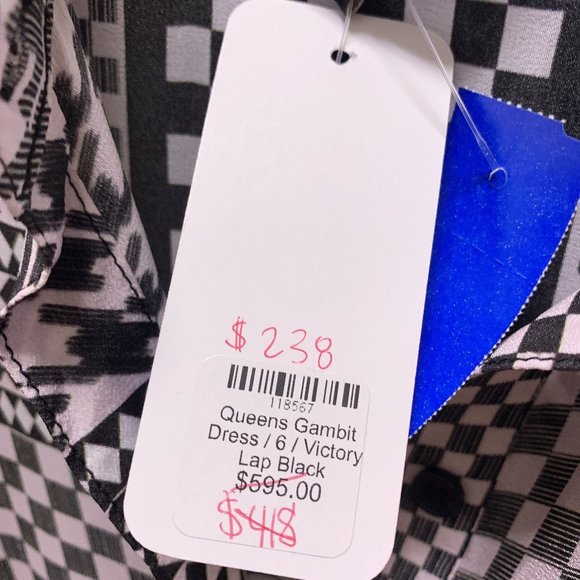 NWT Le Superbe Black & White Checked Silk Button-up Dress Size 6 - Picture 7 of 8